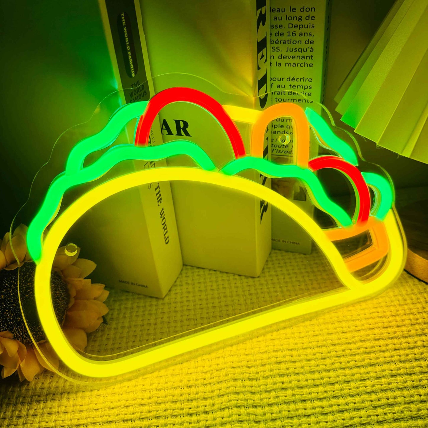 Artlast Tacos Shaped Neon Sign LED Neon Taco Signs for Mexican Food Restaurant Wall Decor Tacos Decorations for Taco Bar Party Kitchen Bedroom Wall Art Decor Signs