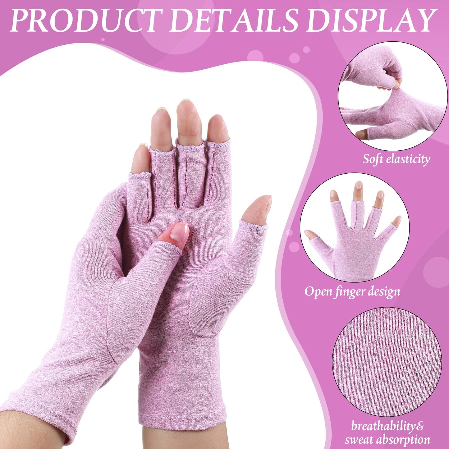 Crowye 8 Pairs Arthritis Compression Gloves Relieve Muscle Pain Fingerless Gloves Bulk Typing coverings for Women Men(Medium,Colorful)