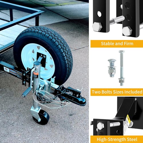MaxxHaul Spare Tire Carrier Mount - Durable Bracket for Utility Boat Trailers | Fits 4 & 5 Lug Wheels