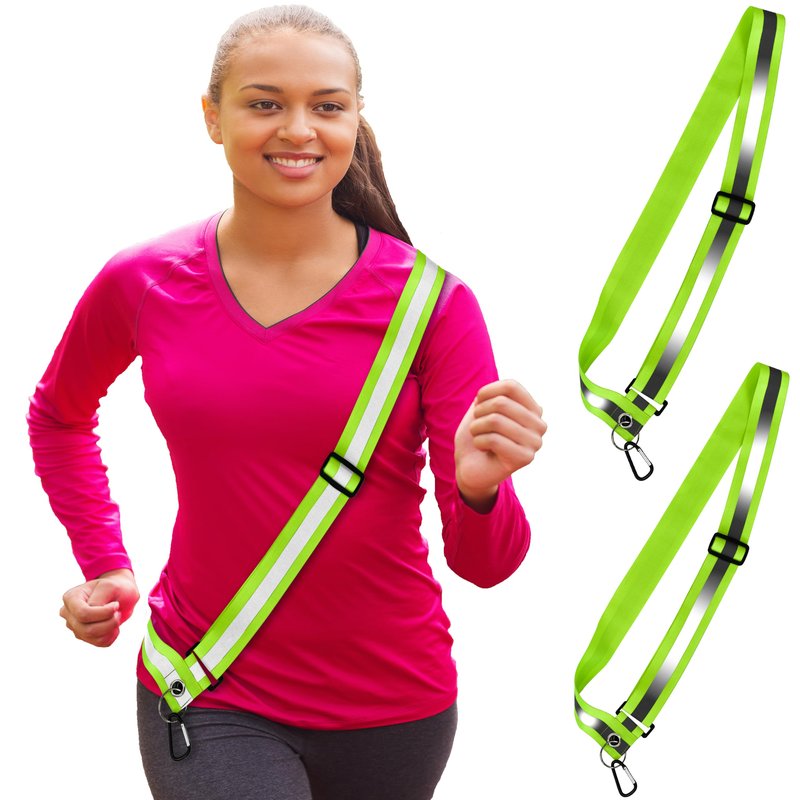 HiVisible Reflective Sash for Walking at Night Adjustable Safety Sash for Men Women Kids Reflective Belt Sash for Running Walking Biking (2 Sashes)