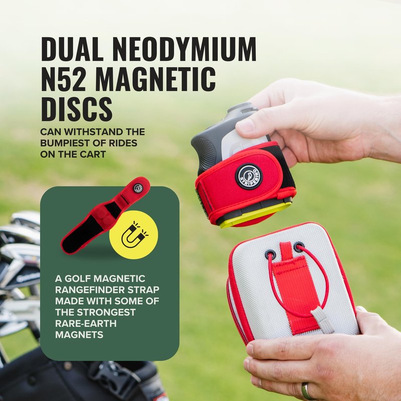 Stripebird - 2.0 Slim Golf Magnetic Rangefinder Strap (Red - Form Fitting & No Buckle Strap) - Golf Range Finder Magnetic Strap - Range Finder Golf Magnetic