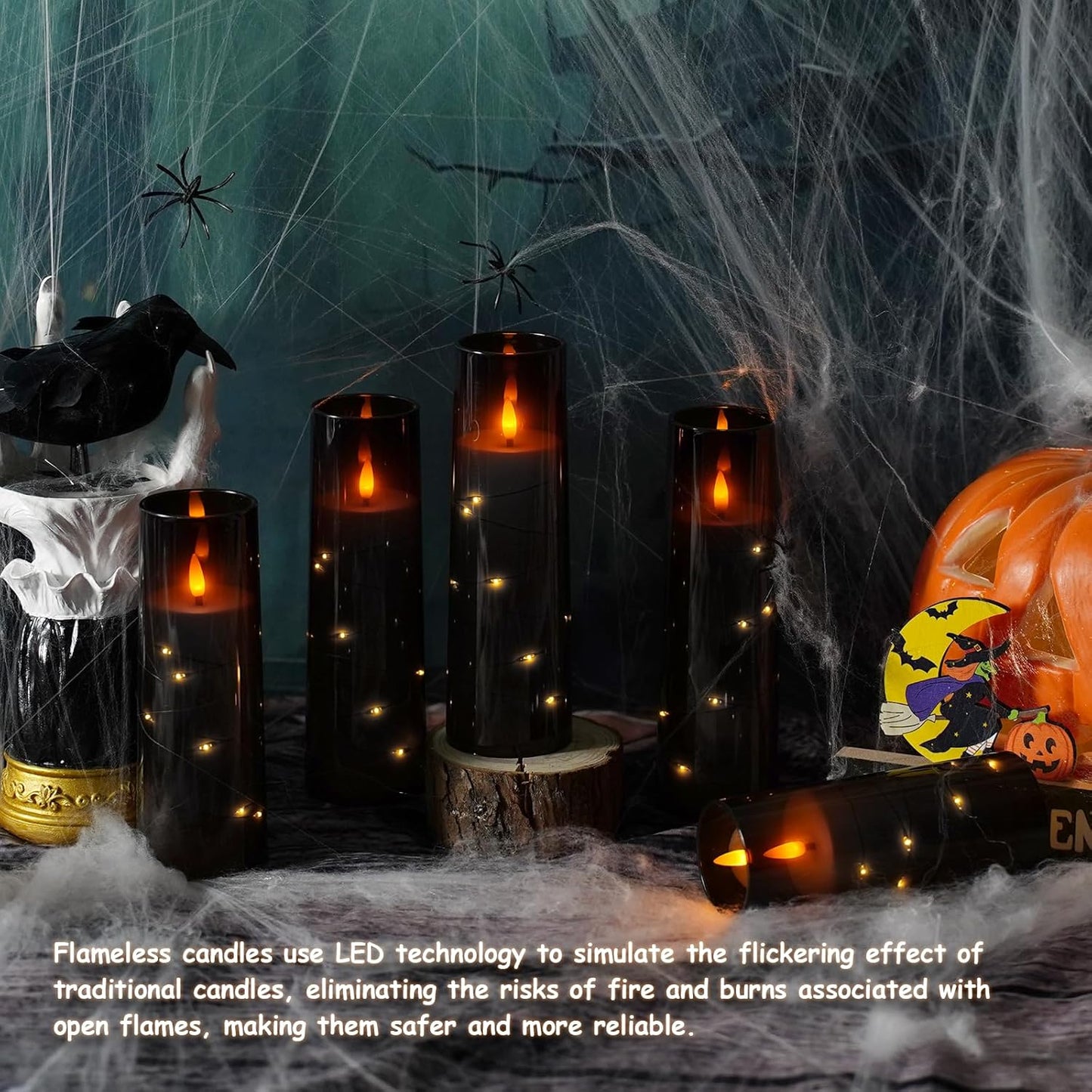 Flameless LED Pillar Candles Set - 9 Pcs White with Remote & Star String for Home Decor