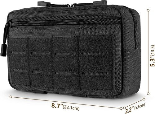 FRTKK Tactical Molle Admin Pouch - USA Flag Patch & Keychain | 2-Pack Tactical Pouches with D-Ring Clip