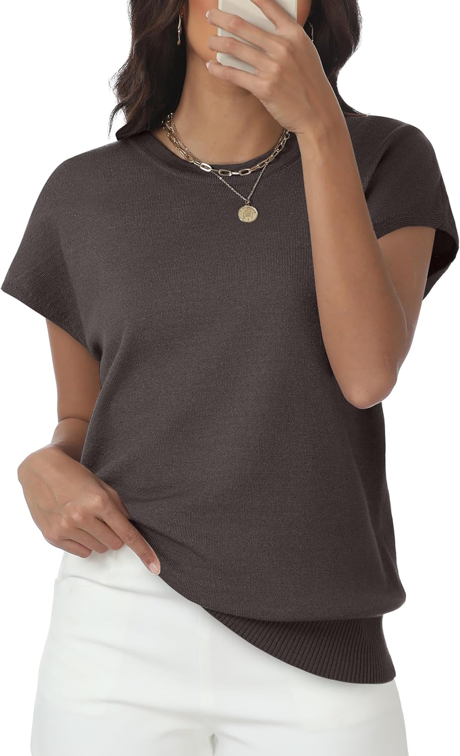 Skiennix Women's Summer Sweater - Short Sleeve Casual Top for Beach Vacations | Stylish & Comfortable