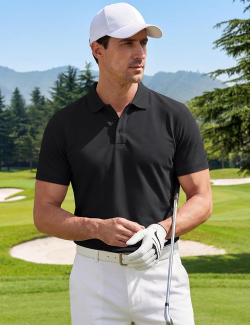 MAGNIVIT Men's Polo Shirt - Short Sleeve Cotton Pique Golf Tee | Moisture-Wicking Performance T-Shirt