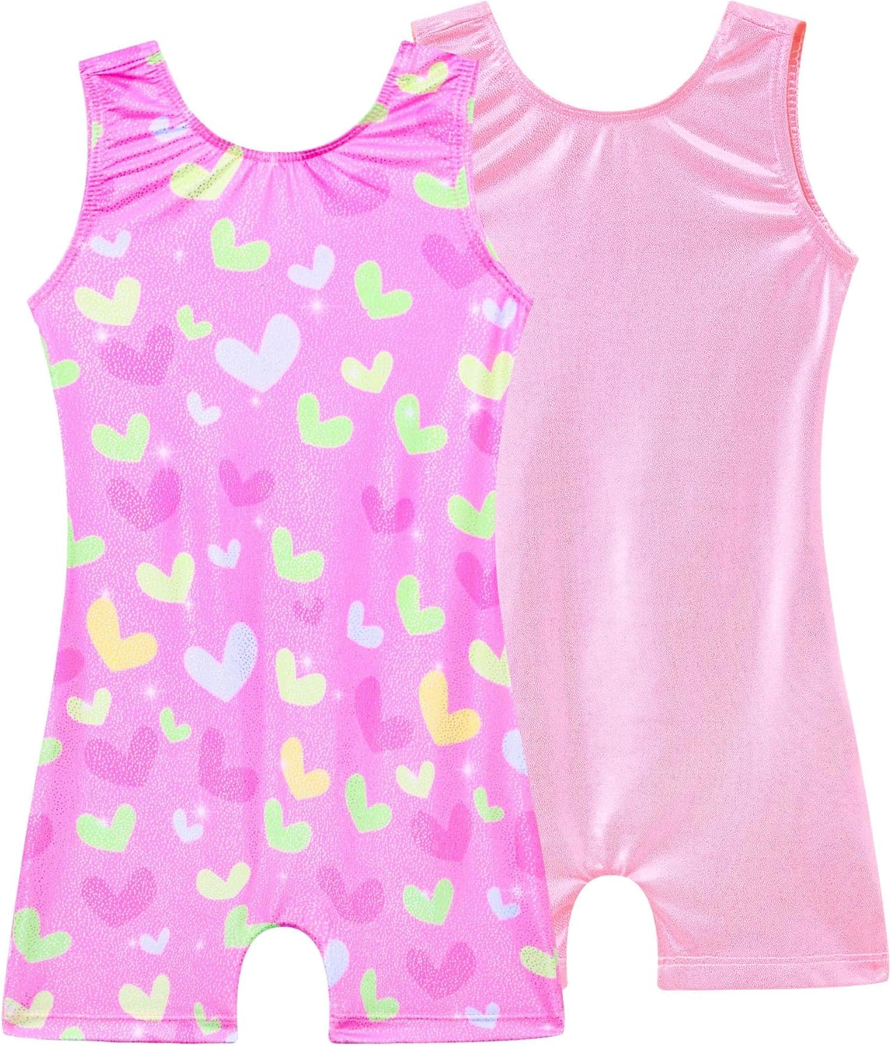 Skiennix Girls Gymnastics Leotards - Shiny Tumble Bodysuits & Dance Biketards | 2-Pack Activewear for Kids
