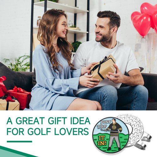Jecten Happy Magnetic Golf Hat Clip with Markers, Funny Magnetic Ball Markers, Enamel Golf Ball Markers for Putting Green, Ball Marker Hat Clip for Golf Lovers Gifts Accessories