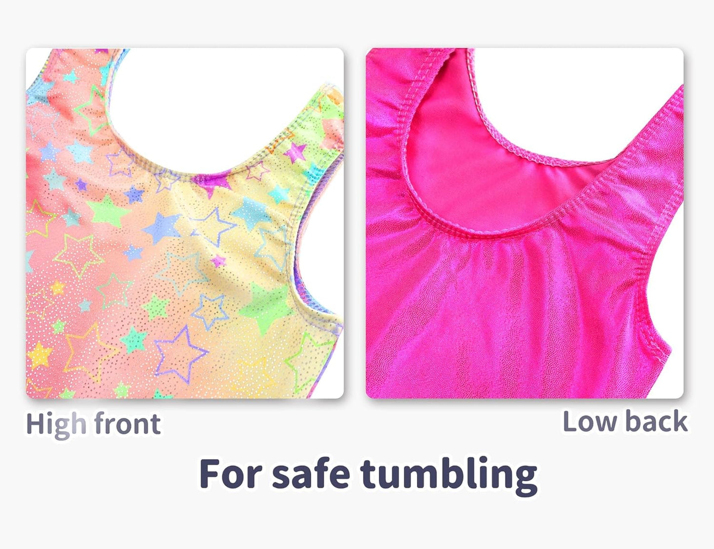 Snowheart Gymnastics Leotards for Girls - Sparkly Sleeveless Biketards 2-Pack for Dance & Tumbling