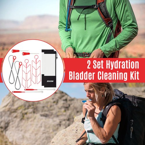 Feekoon Reservoir Hydration Bladder Cleaning Kit, Water Bladders Cleaner Set Includes Brushes, Drying Collapsible Frame and Carrying Bag, Water Reservoir Cleaning Tools for Hydration Backpack(2 Set)