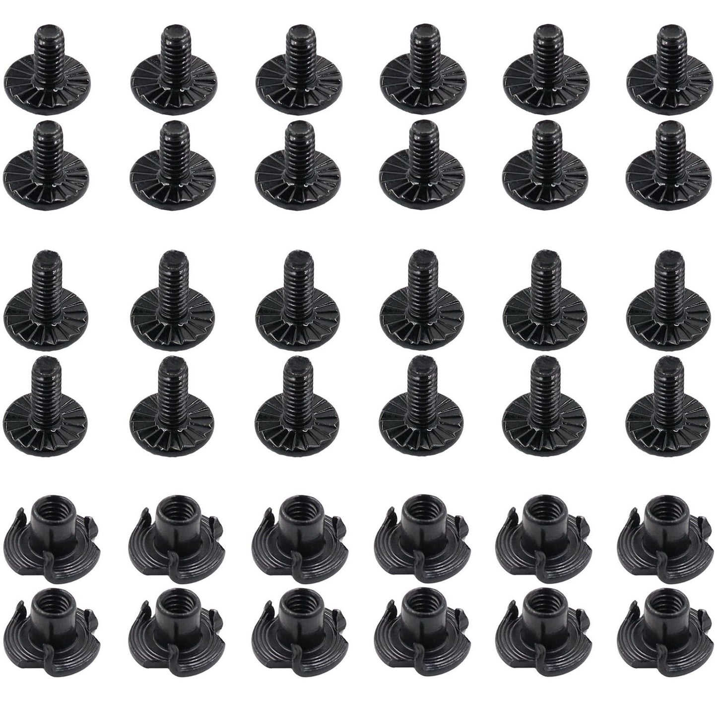 12 Sets Gun Holster Screws and Black 3 Prong T-Nuts Kit #8-32 x 5/16" & 3/8" for Safari Land QLS System/Holster & Kydex & Leather Gun Holster Screws with Anti-Slip Teeth. (12 Sets-Black)
