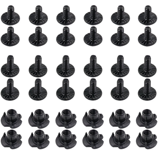 12 Sets Gun Holster Screws and Black 3 Prong T-Nuts Kit #8-32 x 5/16" & 3/8" for Safari Land QLS System/Holster & Kydex & Leather Gun Holster Screws with Anti-Slip Teeth. (12 Sets-Black)