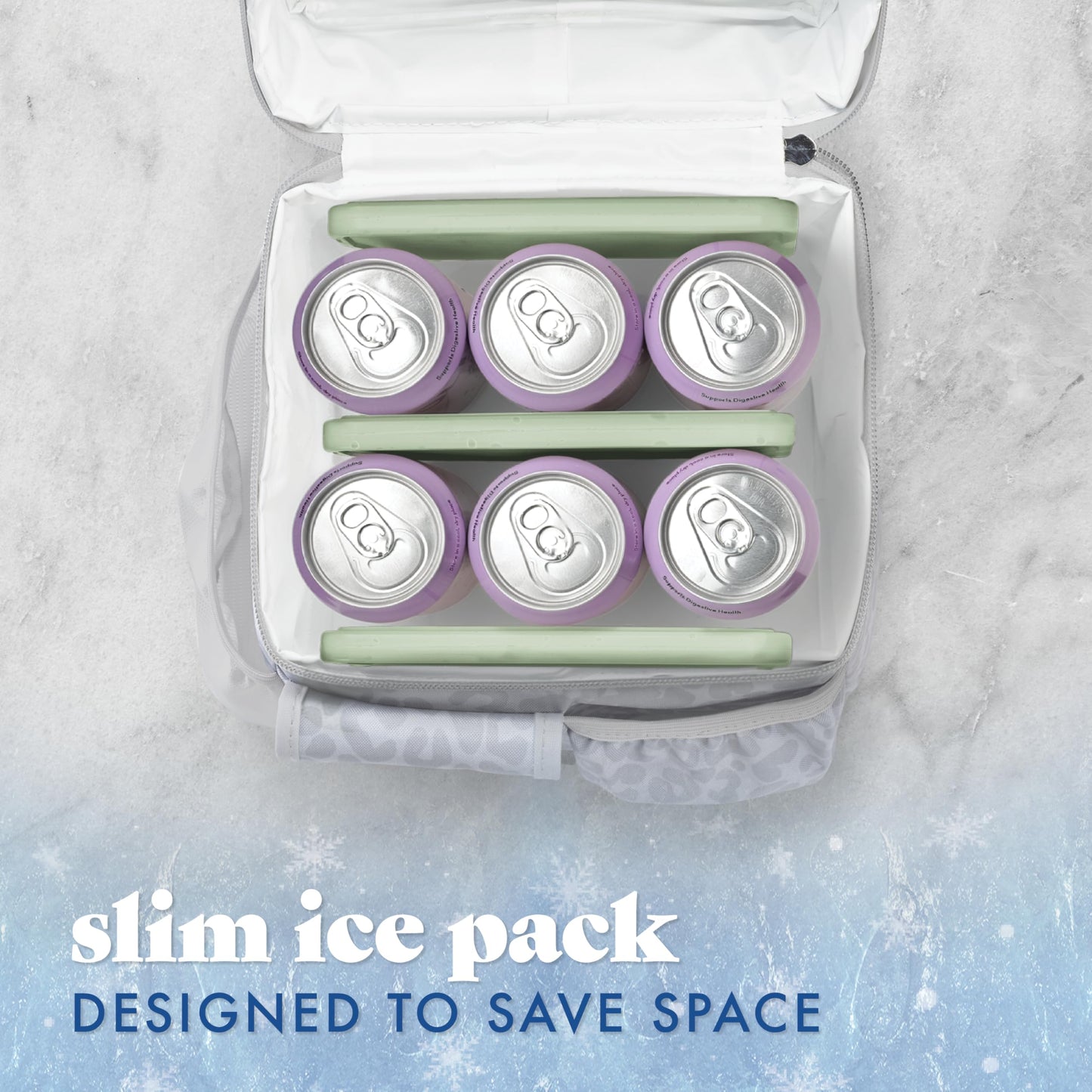 Cool Coolers by Fit & Fresh XL Slim Ice Packs, Quick Freeze Reusable Ice Packs for Lunch Boxes & Coolers, Long-Lasting, Space Saving Cooler Ice Packs, Sage, 4Pk