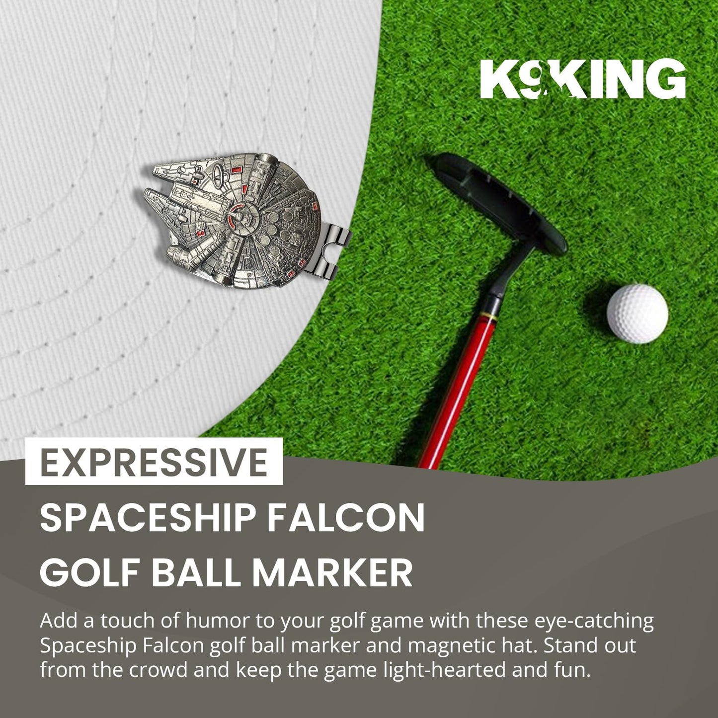 K9King Ultimate Star War Falcon Golf Ball Marker | Golf Ball Marker Set | Premium Accessories for Enhanced Golfing Fun and Funny Golf Gifts for Mens (Falcon-Ballmarker)