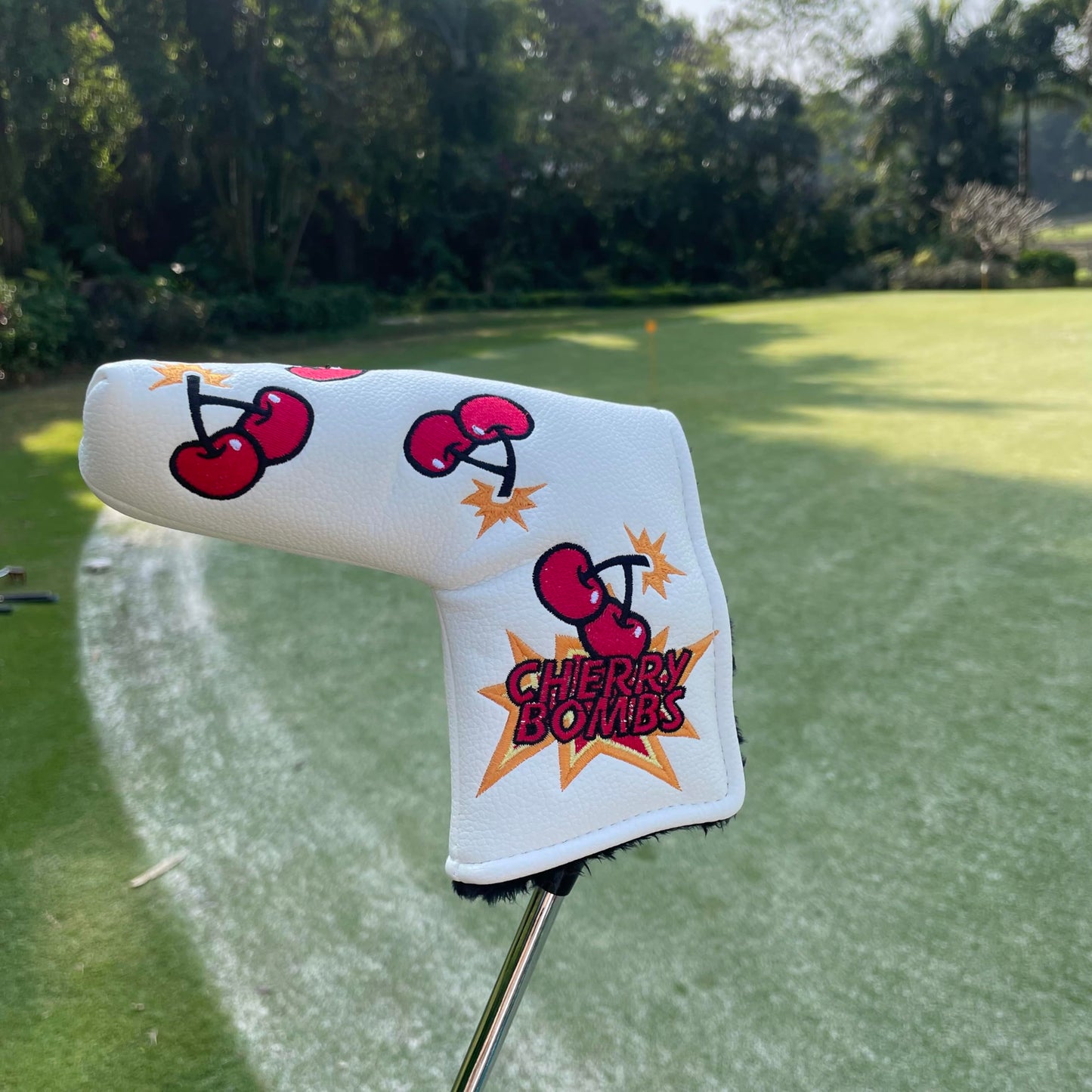 Studio Crafted Cherry Bombs Blade Golf Putter Cover Magnetic Golf Putter Headcovers (White)
