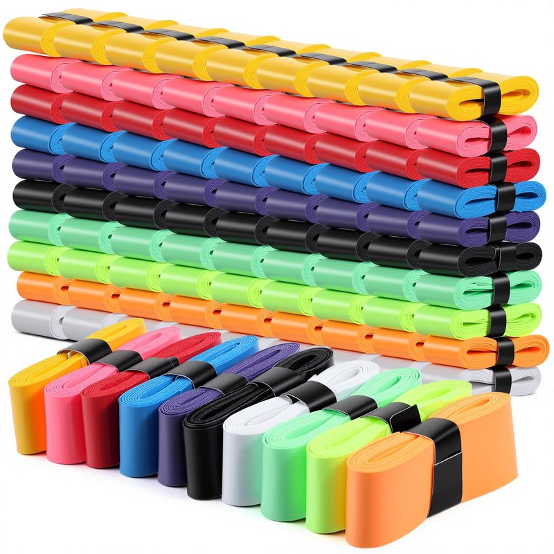 PercyEffie 100 PCS Tennis Racket Overgrips, 10 Colors Badminton Racket Overgrip Bulk, Soft Tennis Racket Grip Tape, Anti Slip and Absorbent Grip for Badminton Racquet, Fishing Rods, Bike Handlebar