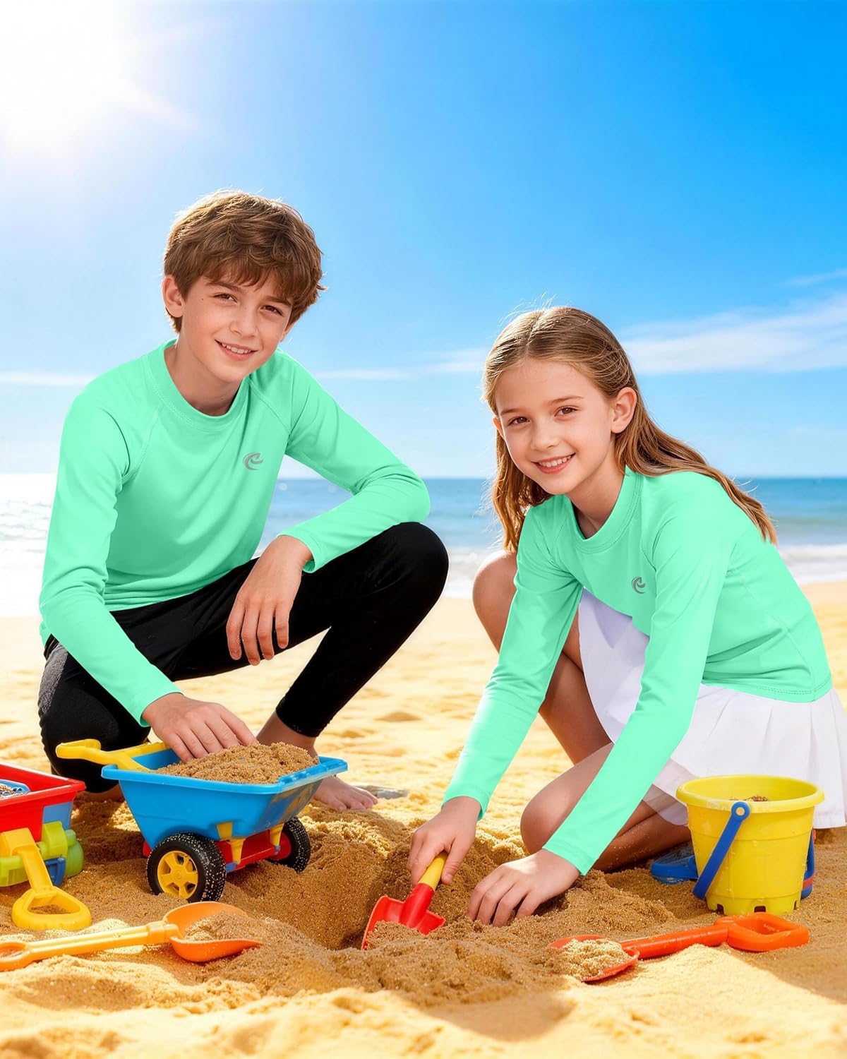 Skiennix Boys UPF 50+ Swim Shirt - Long Sleeve UV Sun Protection Rash Guard | Youth SPF Water Shirt