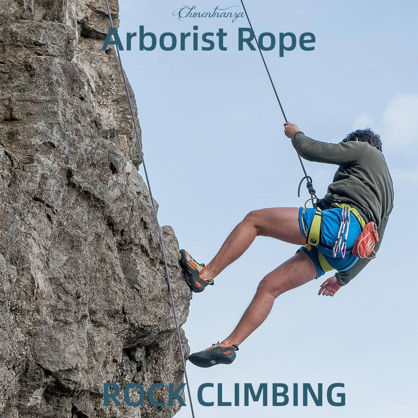 Arborist Rigging Rope Blue - 1/2 Inch Diameter 200 Ft - Heavy Duty Bull Rope for Arborist Climbing Nautical Swing Outdoor Adventures