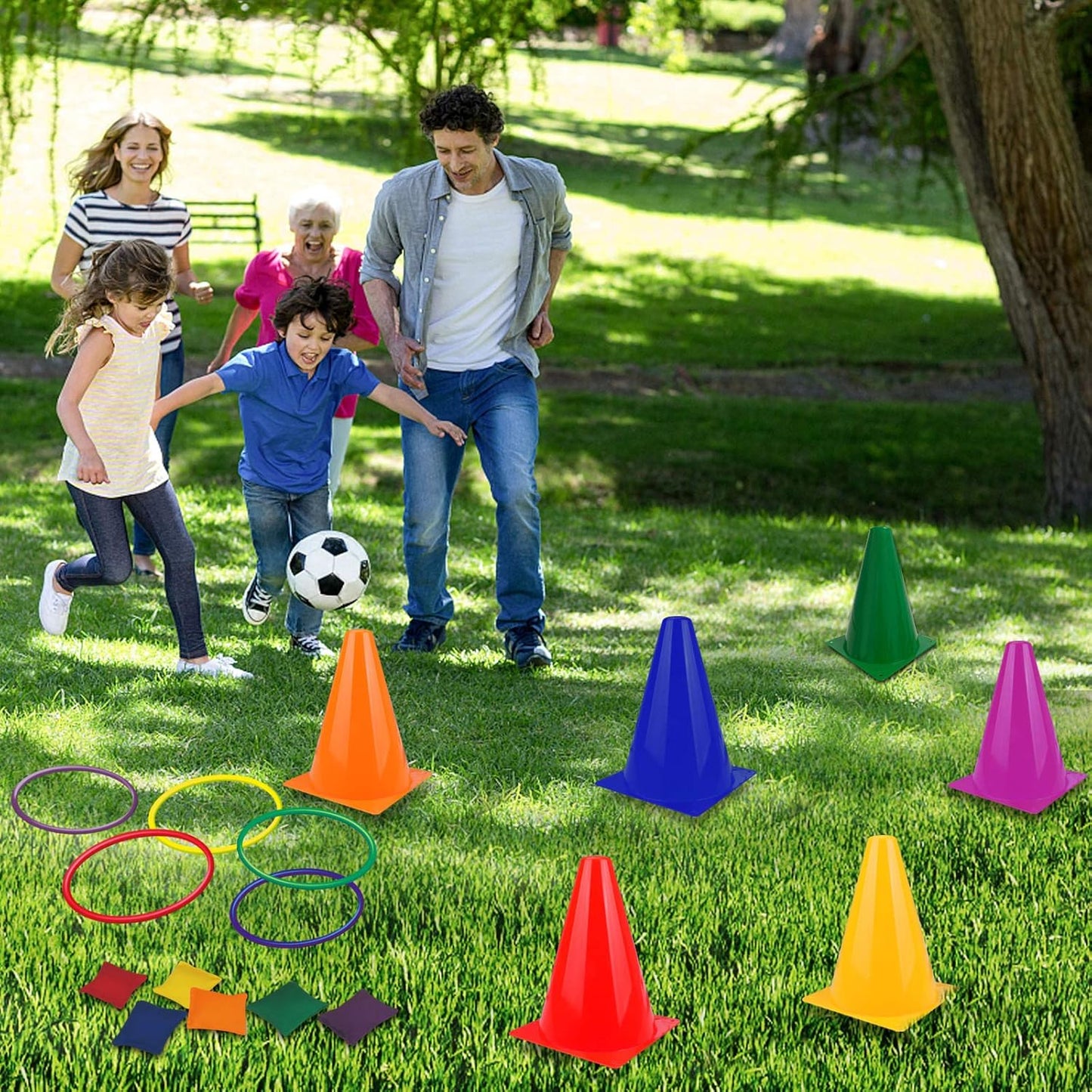 Unanscre 31PCS Carnival Outdoor Games Combo Set - Fun Ring Toss, Bean Bags & Cones for Kids | Perfect Birthday & Christmas Gift