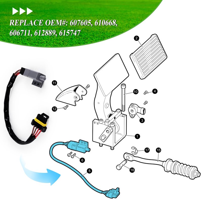 10L0L Golf Cart Accelerator & Brake Pedal Switch with Jumper Harness, Compatible with EZGO RXV 2008-up Electric, Replaces OEM 607605 610668 606711 612889 615747
