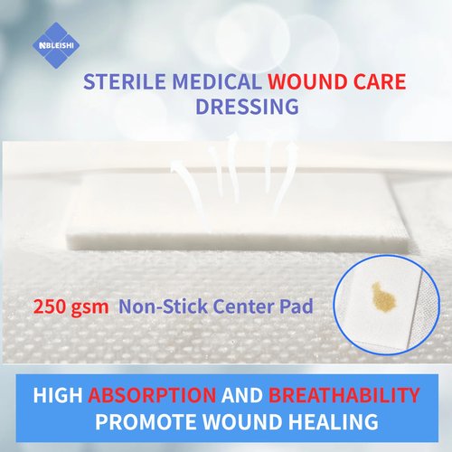 NBLEISHI Sterile Non Woven Island Wound Dressing 6 X 8 inch,Extra Large Cover with Adhesive Bordered Gauze Pads,Breathable and High Absorbent Non-Stick Center pad,Latex Free, 15 Individually Pack