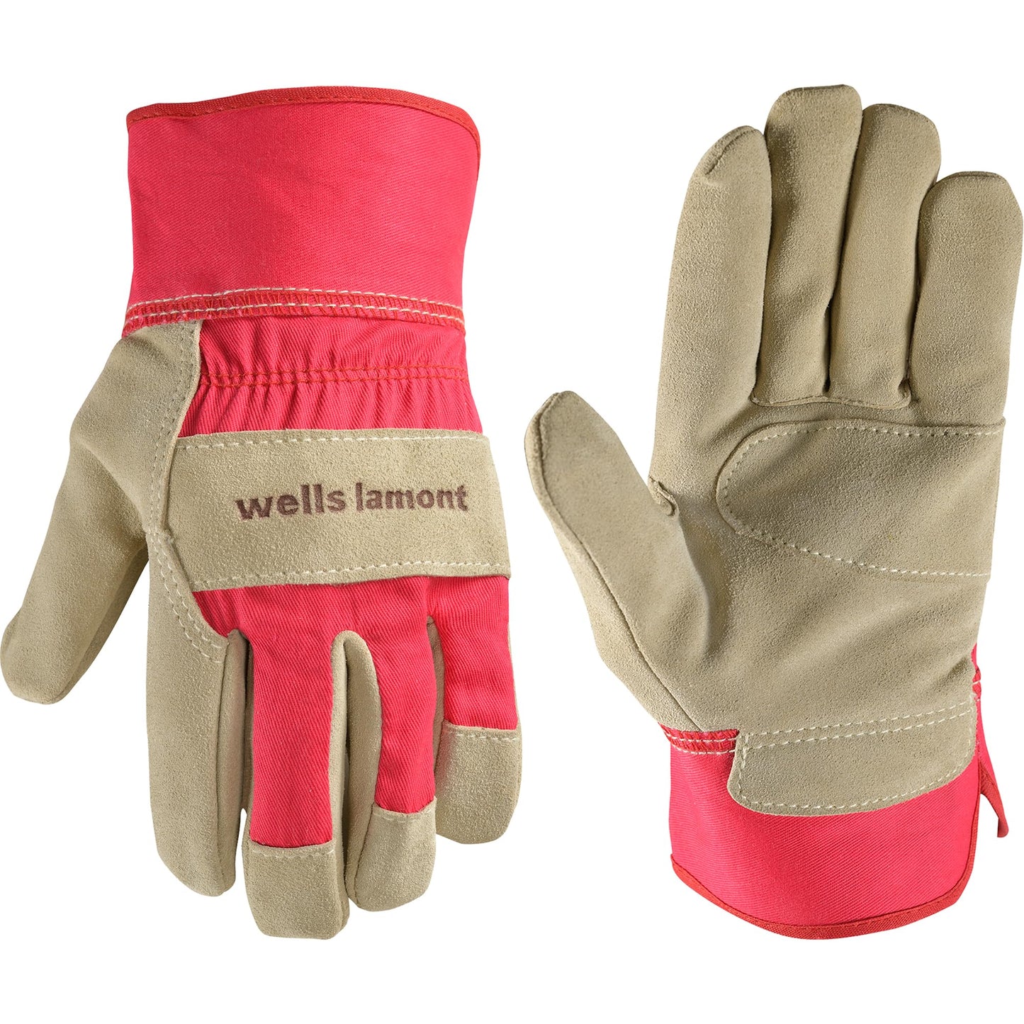 Wells Lamont Women's Heavy Duty Leather Palm Work Gloves with Safety Cuff, Pink, Medium (4113M-800)