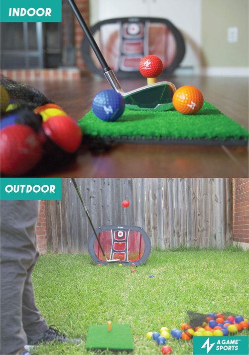 A GAME SPORTS Golf Chipping Net with Mat - Pop Up Golf Practice Nets for Backyard & Indoor/Outdoor Swing Practice