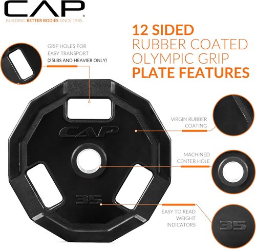CAP Barbell Olympic Weight Plate - Durable 2-Inch Design | Various Sizes Available