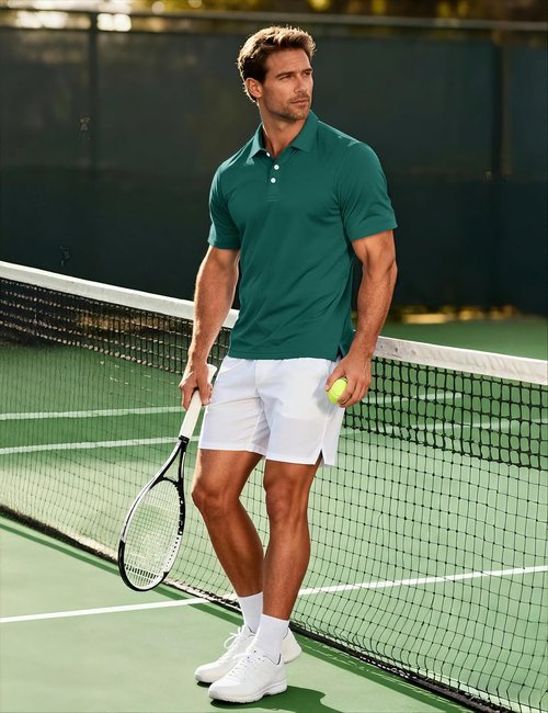 MAGCOMSEN Men's Polo Shirt - Quick Dry Casual T-Shirt for Work & Golf | Short Sleeve Pique Jersey