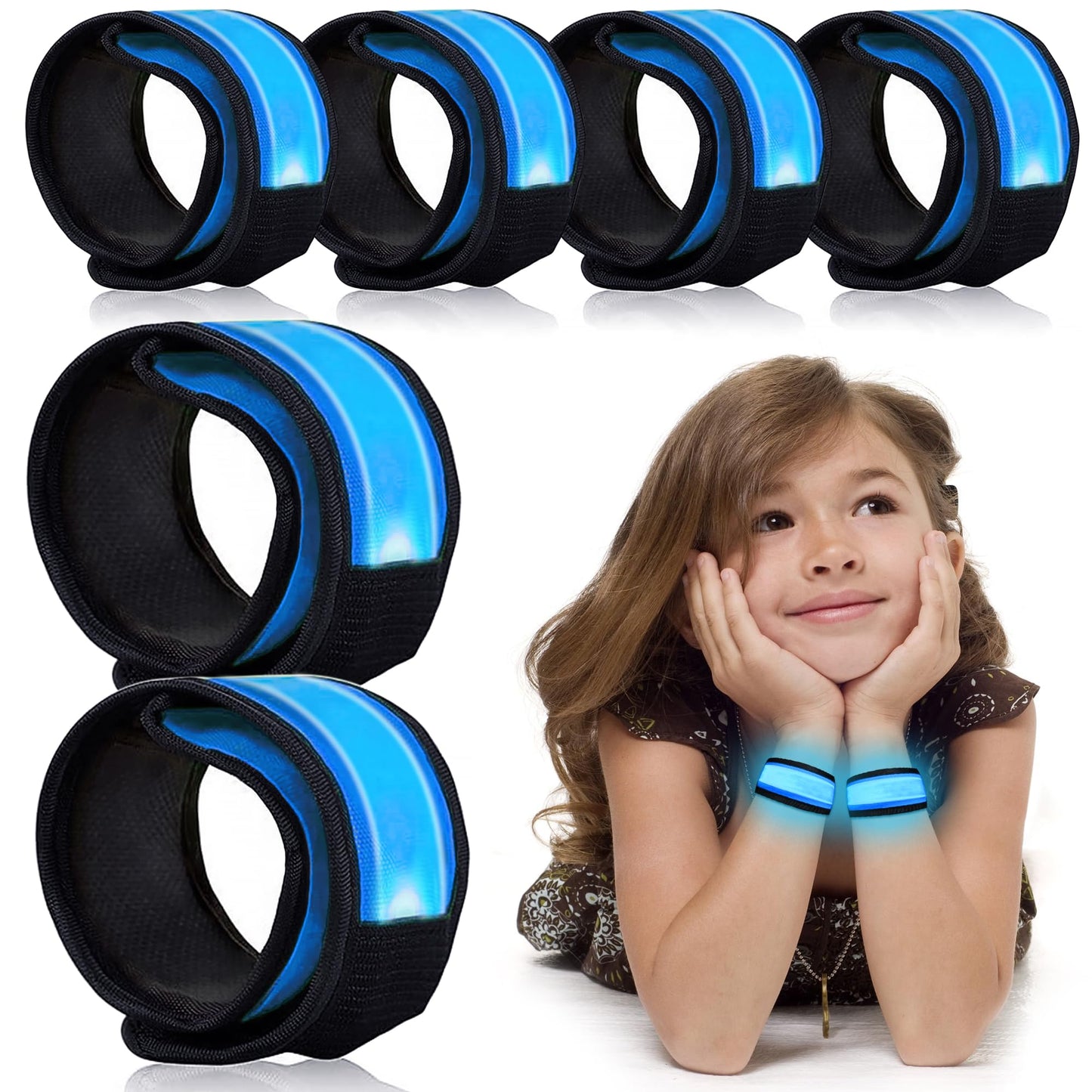esonstyle 6 PCS Green LED Light Up Band Slap Bracelets, Night Safety Wrist Band for Cycling Walking Running Concert Camping Outdoor Sports