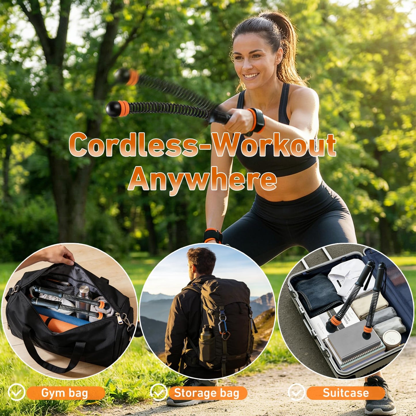 ZestKiidek Weighted Ropeless Battle Ropes, Adjustable Cordless Resistance Training Rope, Portable Home Gym Fitness Equipment for HIIT, Cardio & Strength Training, Low Noise Workout for Men and Women