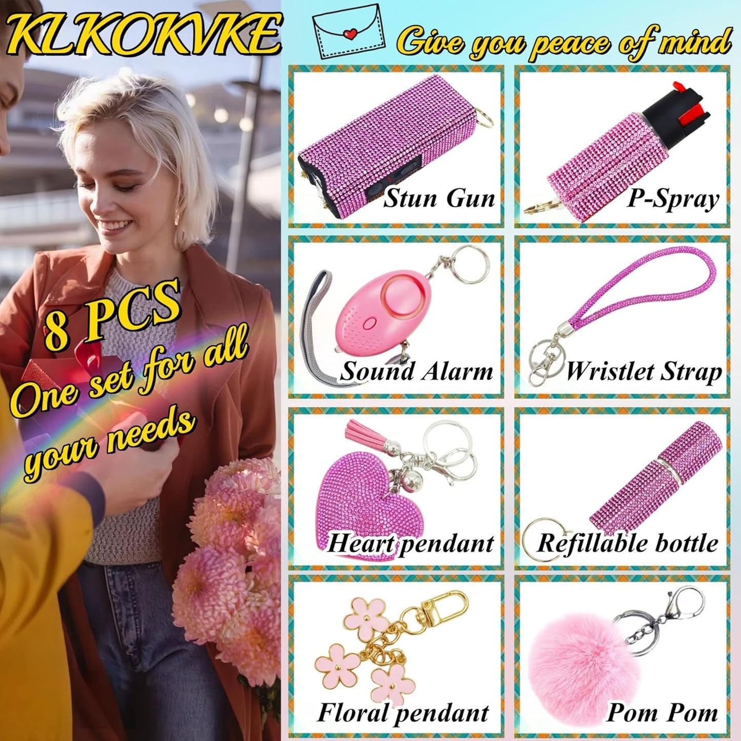 Skiennix Gift Keychain Set - Stylish Heart Accessory with Wrist Strap & Pom Pom | Perfect for Women