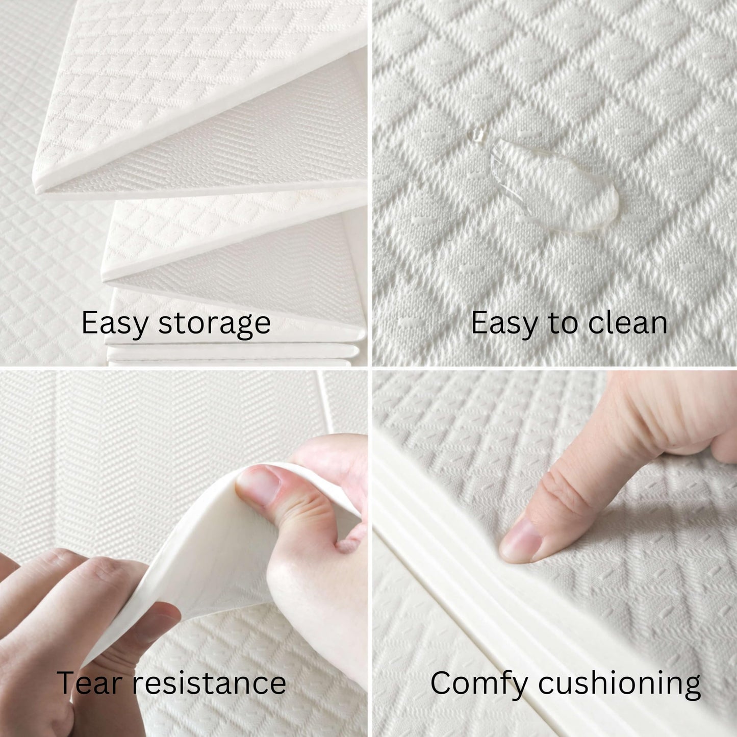 Feetlu Foldable Yoga Exercise Mat, 6mm/8mm/10mm/12mm Thickness, 72 x 24 Inch - Lightweight, Anti-Slip, and Easy to Store for Yoga, Pilates, Home Workouts, and Floor Exercises (White 6mm)