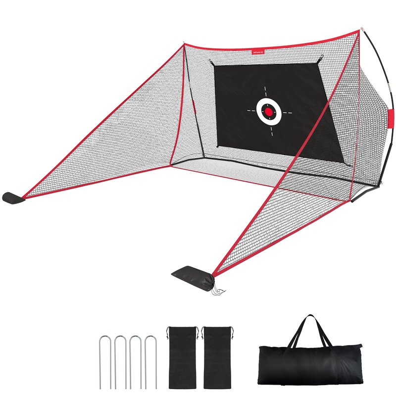 Sturdum 10x7ft Golf Hitting Net with Built in Side Barriers, Heavy Duty Practice Net for Driving Swing Chipping Home Simulator Training, Portable Training Aid with Carry Bag