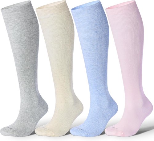 LEVSOX Cotton Compression Socks - 20-30 mmHg Knee High Support for Women & Men | Ideal for Nurses & Travel