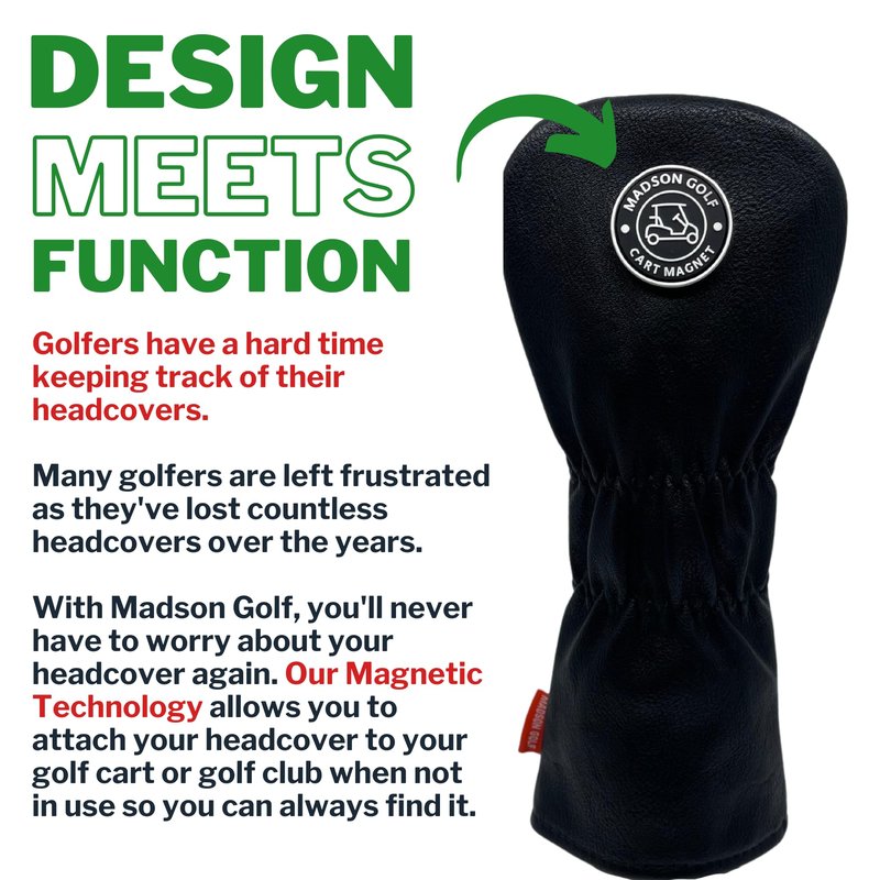 Madson Golf Cart Magnet Headcovers 3 Pack Set, Club Head Covers for Driver, Fairway Wood, Hybrid Golf Clubs, with Rubber Magnet for Secure Positioning & Quick Access, Magnetic Golf (Navy and White)