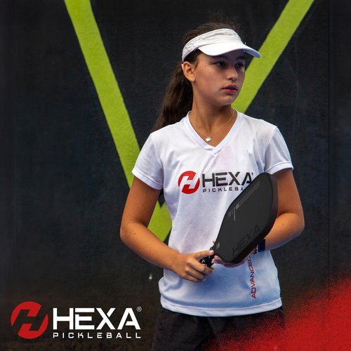 HEXA PICKLEBALL Stinger Paddle | USAPA Approved Pickleball Paddle | Raw Carbon Fiber Pickleball Paddle w/Carbon Friction Surface for Ultimate Spin & Consistency - Includes Paddle Cover (White)