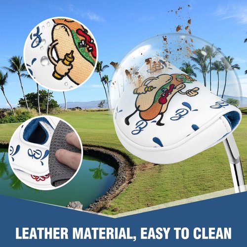 Golf Putter Cover OZ1 Premium Embroidery Hot Dog Mallet Putter Headcover Leather Golf Club Covers with Magnetic Closure fit OZ1,MEZZ1,MEZZ1 MAX