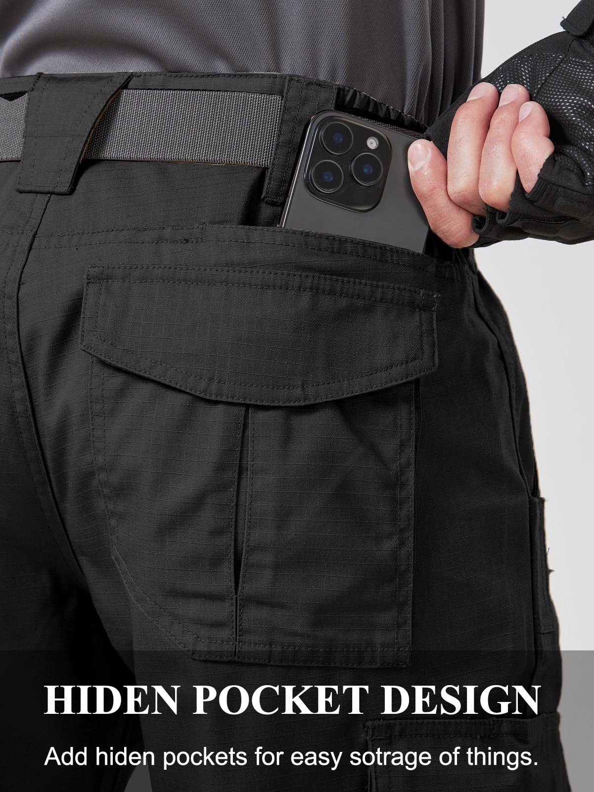 CNBQDD Mens Work Pants Construction Waterproof Cargo Pants Tactical for Men Ripstop Lightweight Outdoor Hiking Pants with Pockets Black 36Wx30L