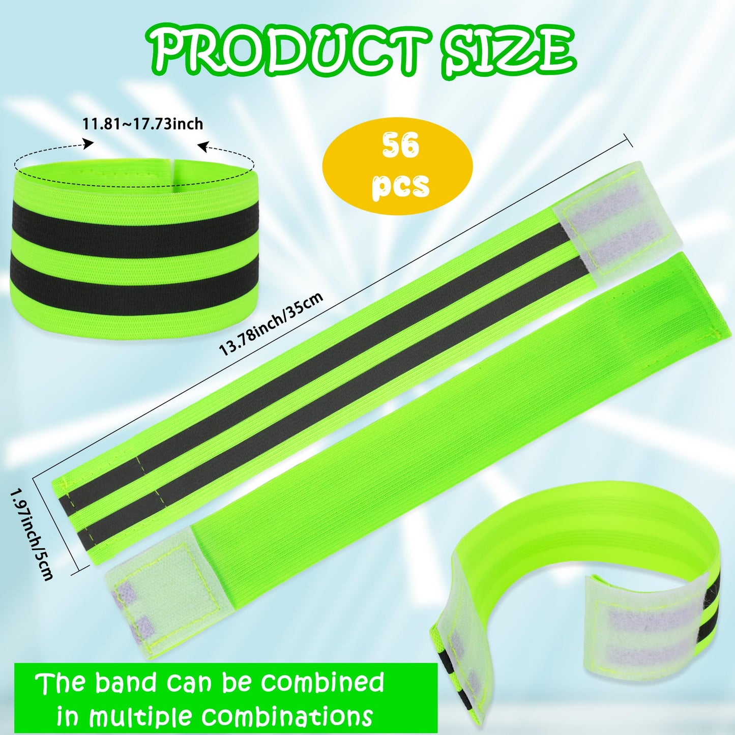 Flotory 56 Pcs Reflective Bands Reflective Bands Visibility Reflective Straps Reflector Running Gear for Arm Wrist Ankle Leg Women Men Night Running Cycling Walking