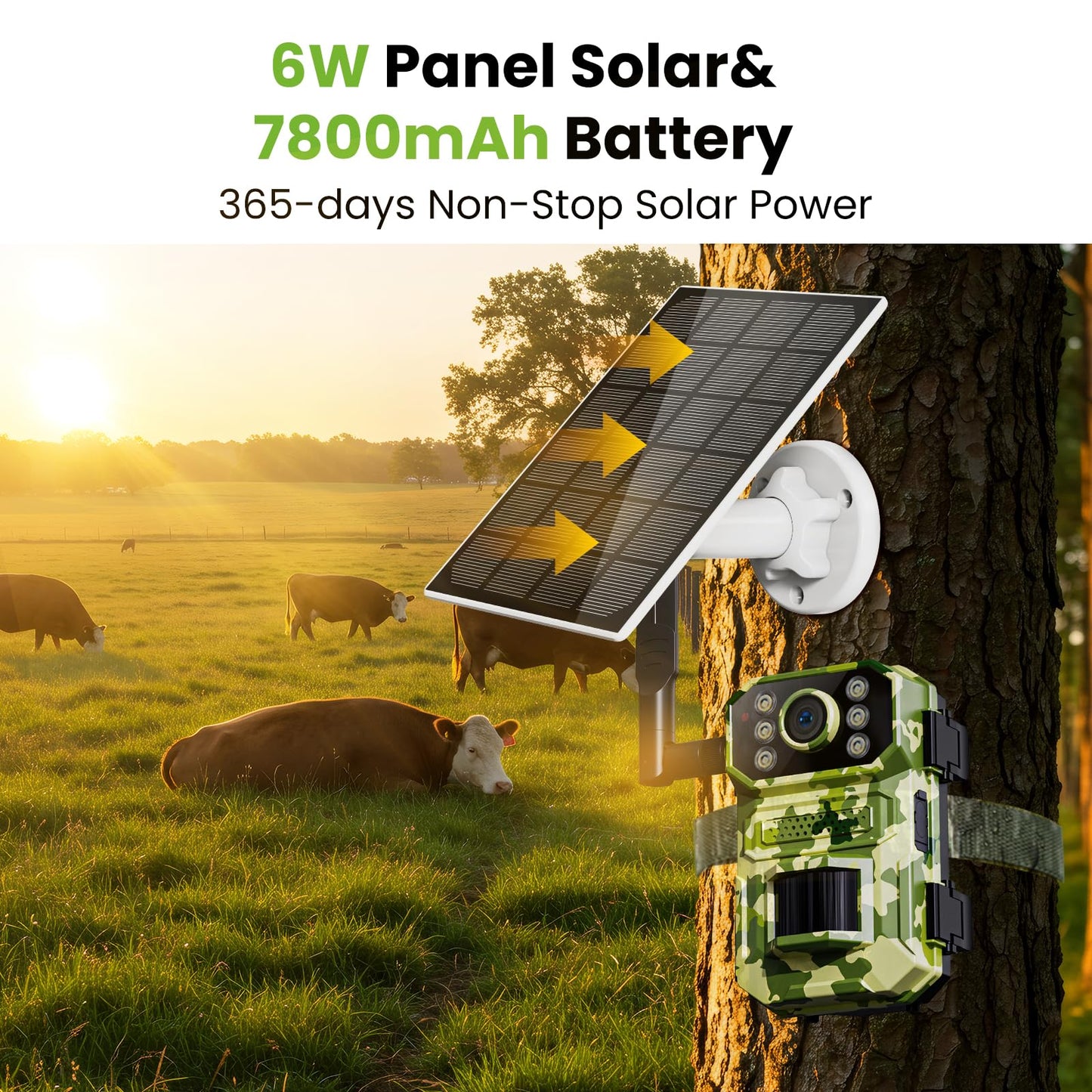 4G LTE Smart Trail Camera,HD Night Vision, IP65 Waterproof, 0.3s Trigger Speed, 2K Live Video & Photo, Motion Capture,Hunting Cam with SIM Card,Solar Power Charging,APP Control.