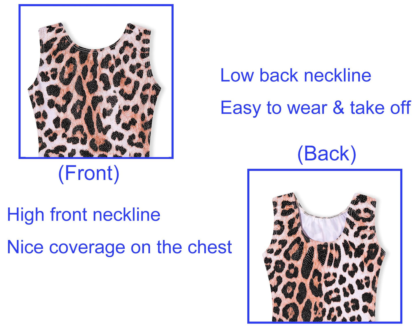 Domusgo Gymnastics Leotards for Girls 7-8 Years Old Shiny Brown Leopard One Piece Unitards with Short