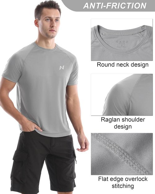 Isnowood UPF 50+ Swim Shirt - Quick Dry Short Sleeve Rash Guard for Men | Sun Protection Surf Shirt