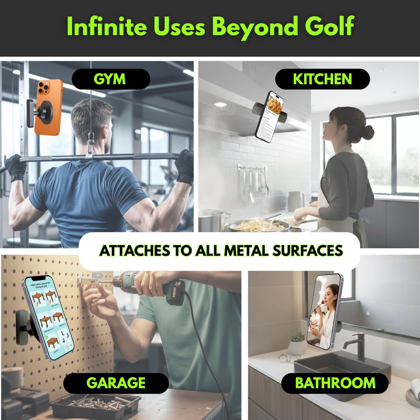 FLYTD Magnetic Golf Cart Phone Holder - Premium Matte Design, Ultra Strong N52 Magnets, MagSafe Compatible iPhone 17-12, Golf Cart Accessories, Gift for Golfers