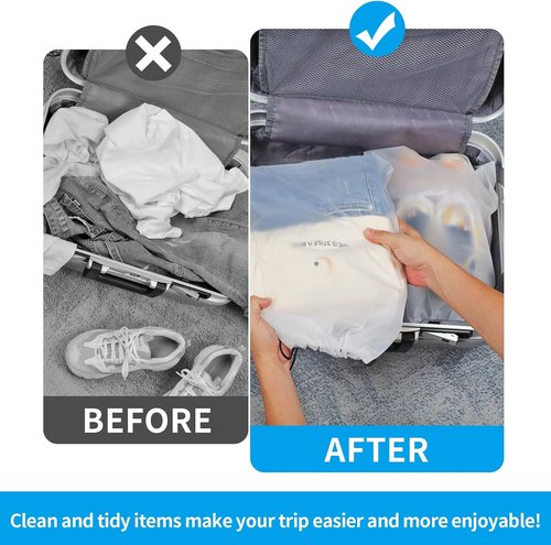 COIDEA Waterproof Travel Shoe Bags - Clear Packing Storage for Men & Women | 15.7 x 11.8 Inches, 5-Pack