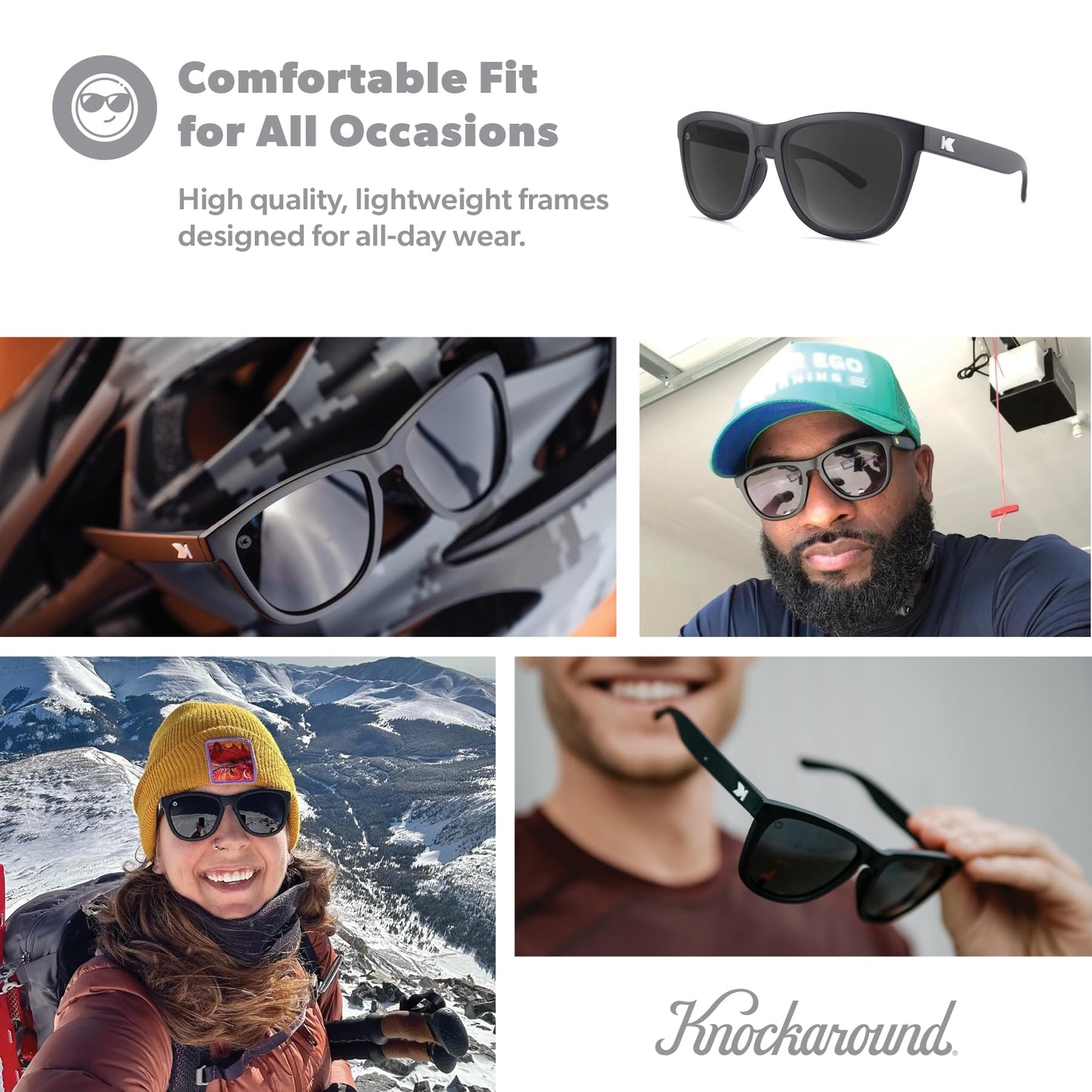 Knockaround Square Polarized Sunglasses for Men & Women - UV400 Protection