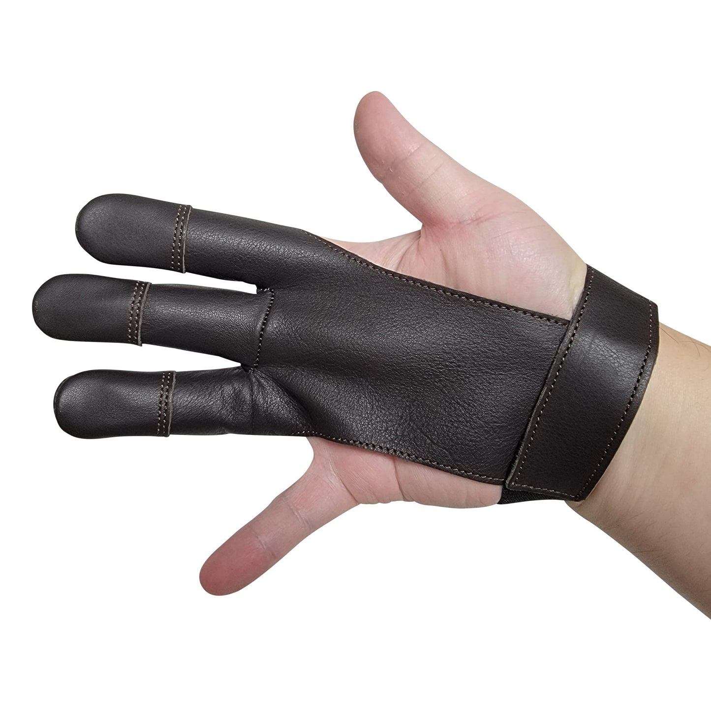 SAS Leather Traditional 3 Finger Archery Shooting Gloves for Recurve or Compound Bow - Hunting Target Protective Finger Tab Three Finger Guard for Adults, Men Women and Youth (Black, X-Large)