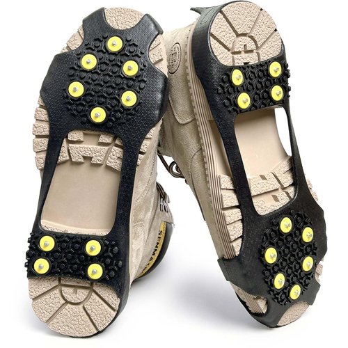 EWENYS Ice & Snow Grips for Shoes and Boots, Removable Snow Shoe Spikes, Anti Slip Ice Grippers for Trekking, Hiking, Jogging in Winter Outdoor(XL)