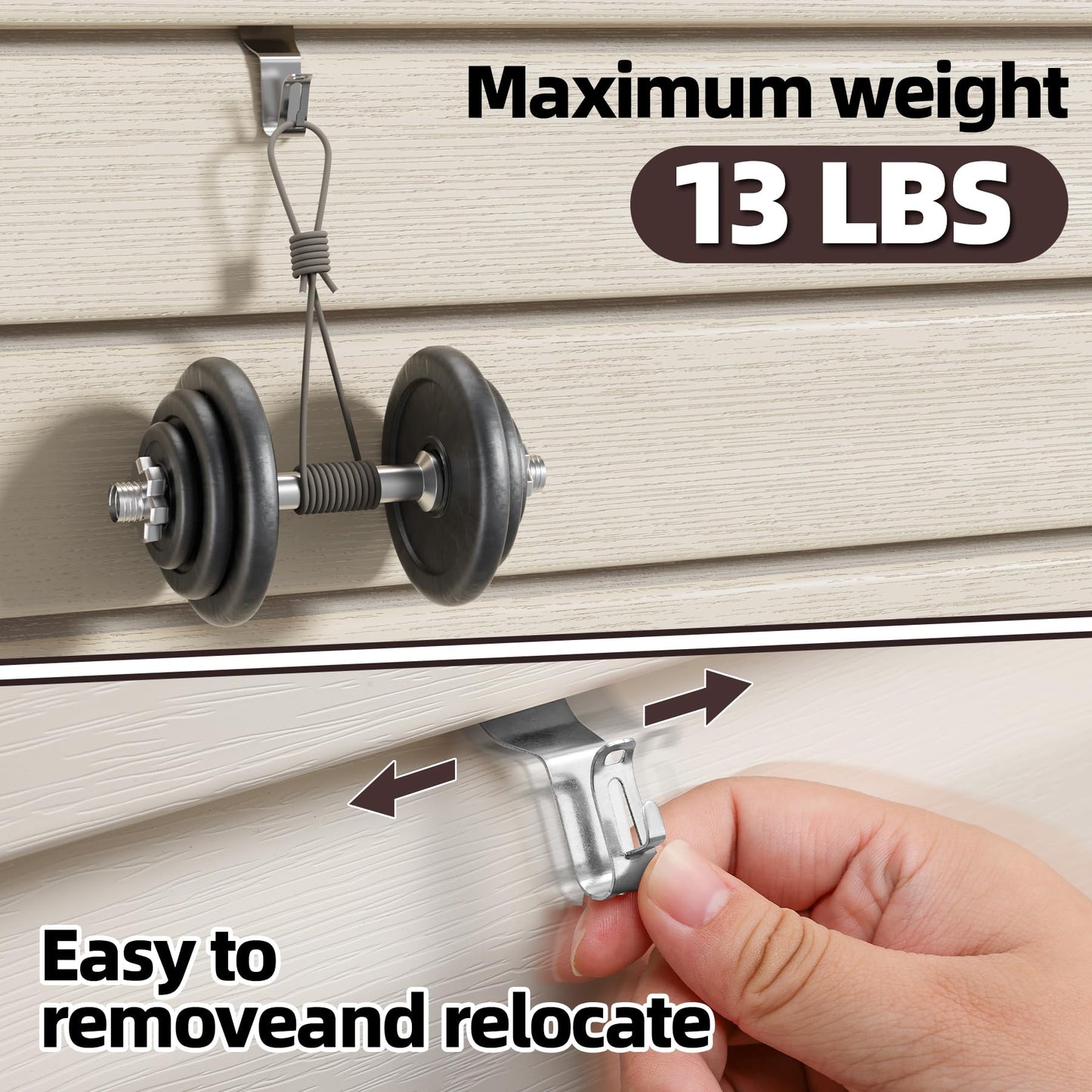 Amuille 12 Pack Vinyl Siding Hooks for Lights, No Hole Heavy Duty Siding Clips for Hanging Wreaths, String Lights, Porch Sign, Christmas Decor and Plant Hooks