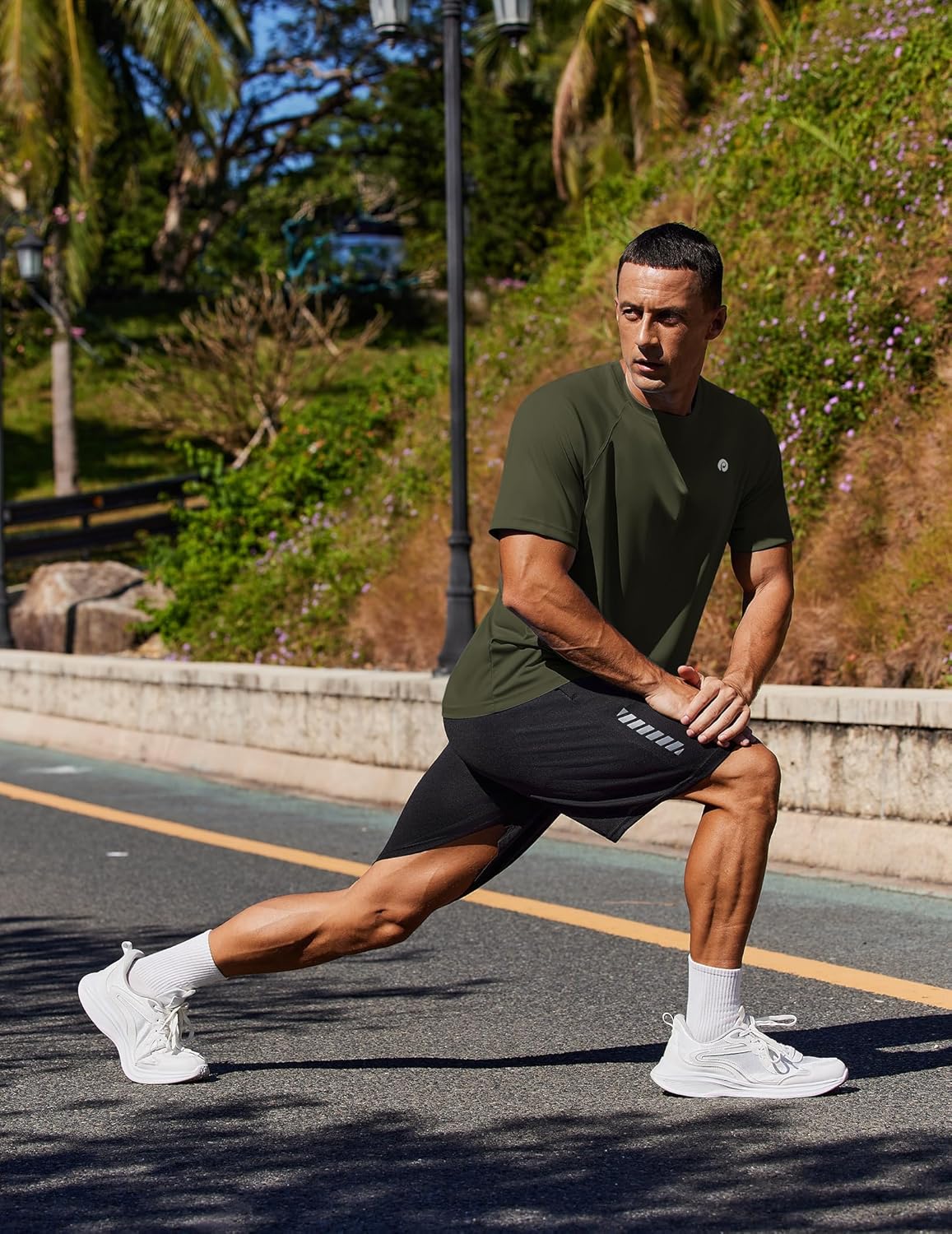 PINSPARK Men's Workout Shirts - UPF 50+ Quick Dry Athletic Tee for Running & Swimming | Short Sleeve