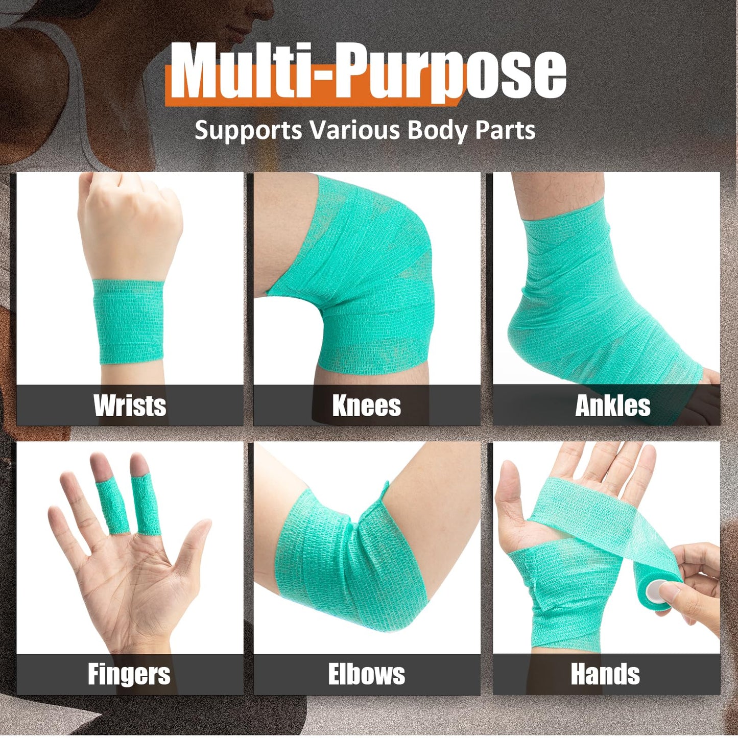 Upgraded 9-Pack Self Adhesive Bandage Wrap – 2 Inches × 5 Yards Elastic Cohesive Bandage Wrap, Self Sticking Vet Wrap, Stretch Sports Athletic Wrap Self-Adhering Adherent Wrist Tape (Multi Color)